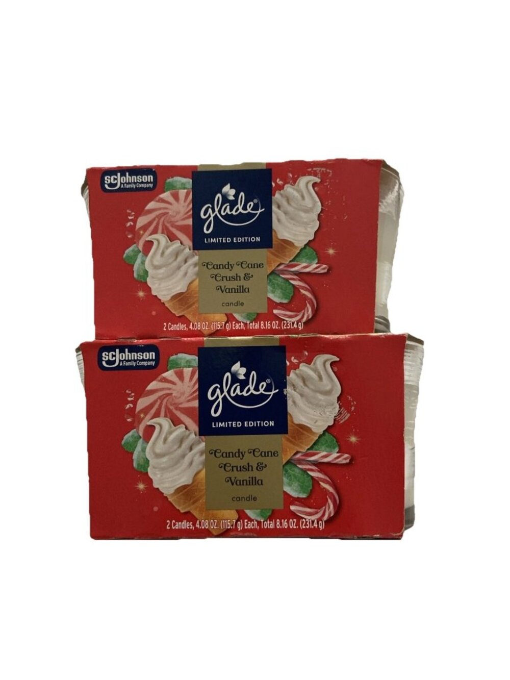 Glade Candy Cane Crush & Vanilla Limited Edition Candles Single Wick New Lot 4